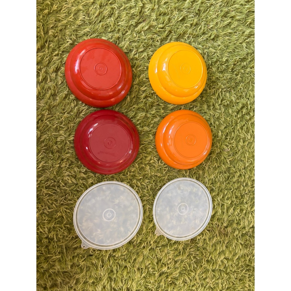 Vintage Tupperware Bowls Set of 4 Harvest Colors Red Orange Yellow 6 Inch USA